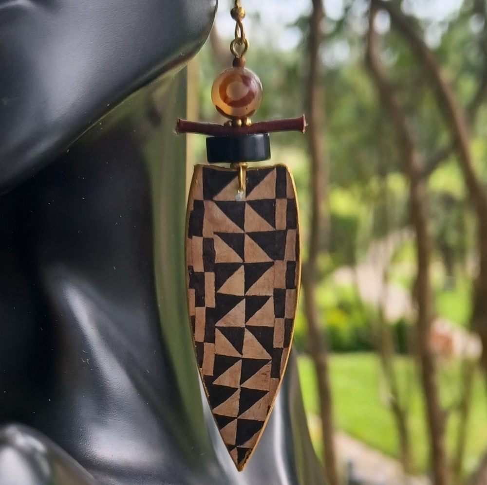 COPY -  Fun African kuba Print Paper Earrings
